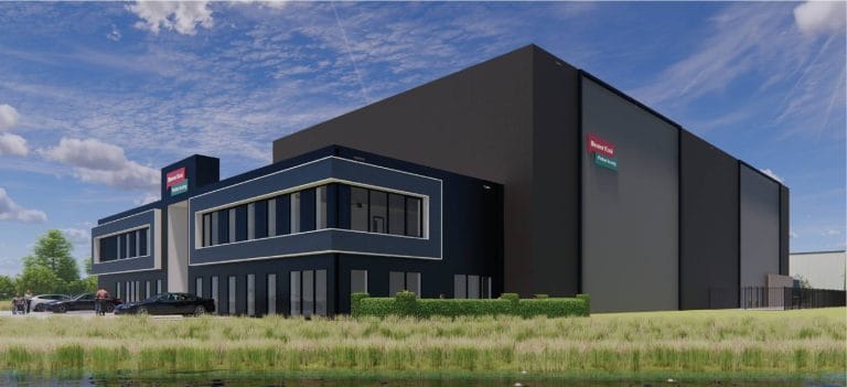Architectural render of the new Meneer Kooi B.V. premises, ABeWER exclusive business distributor for pressure injury prevention technology in the Netherlands