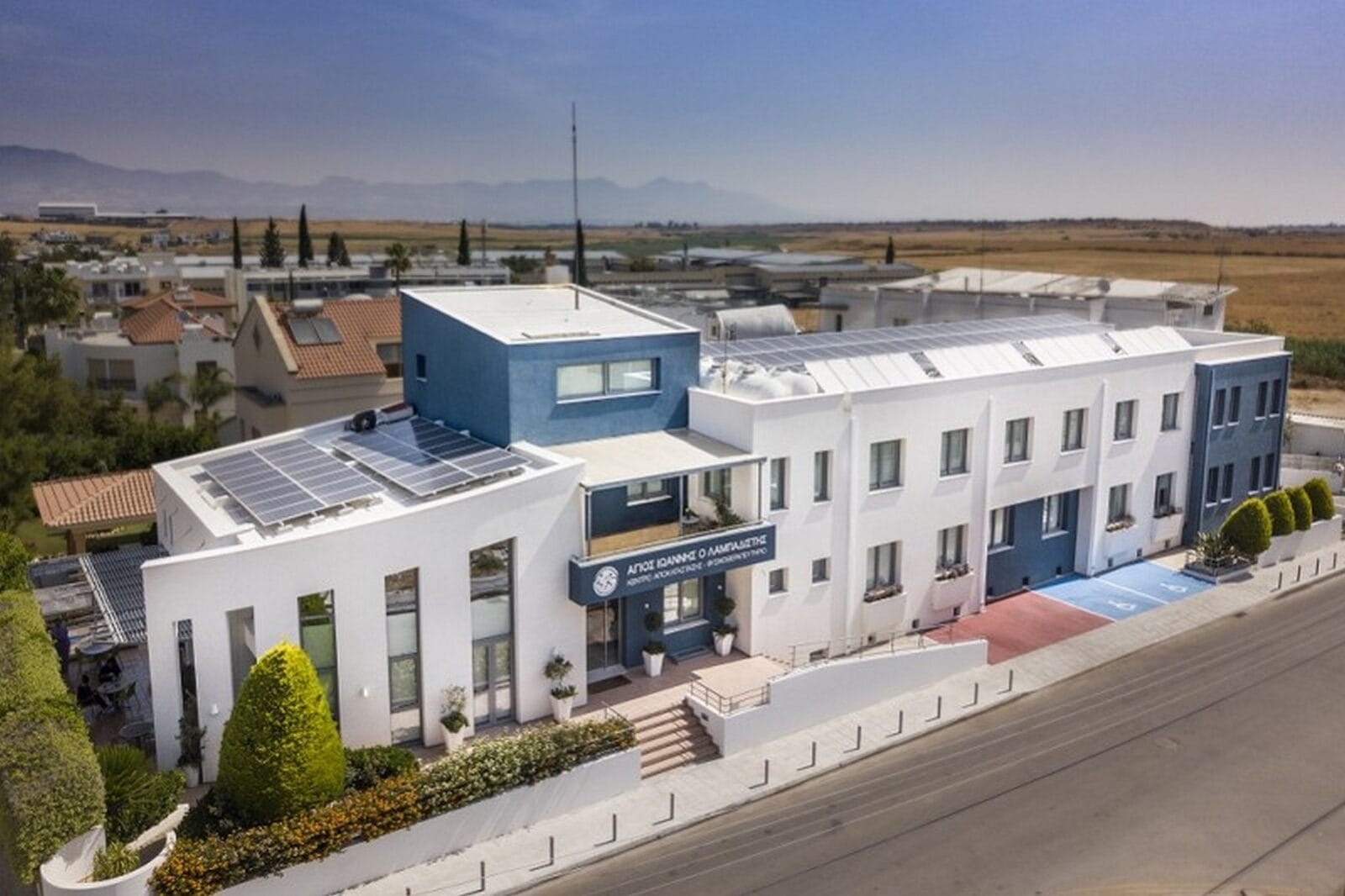Aerial view of Rehabilitation Center Agios Ioannis Lambadistis in Nicosia, Cyprus, venue for the ABeWER and MATC Academy pressure injury program.