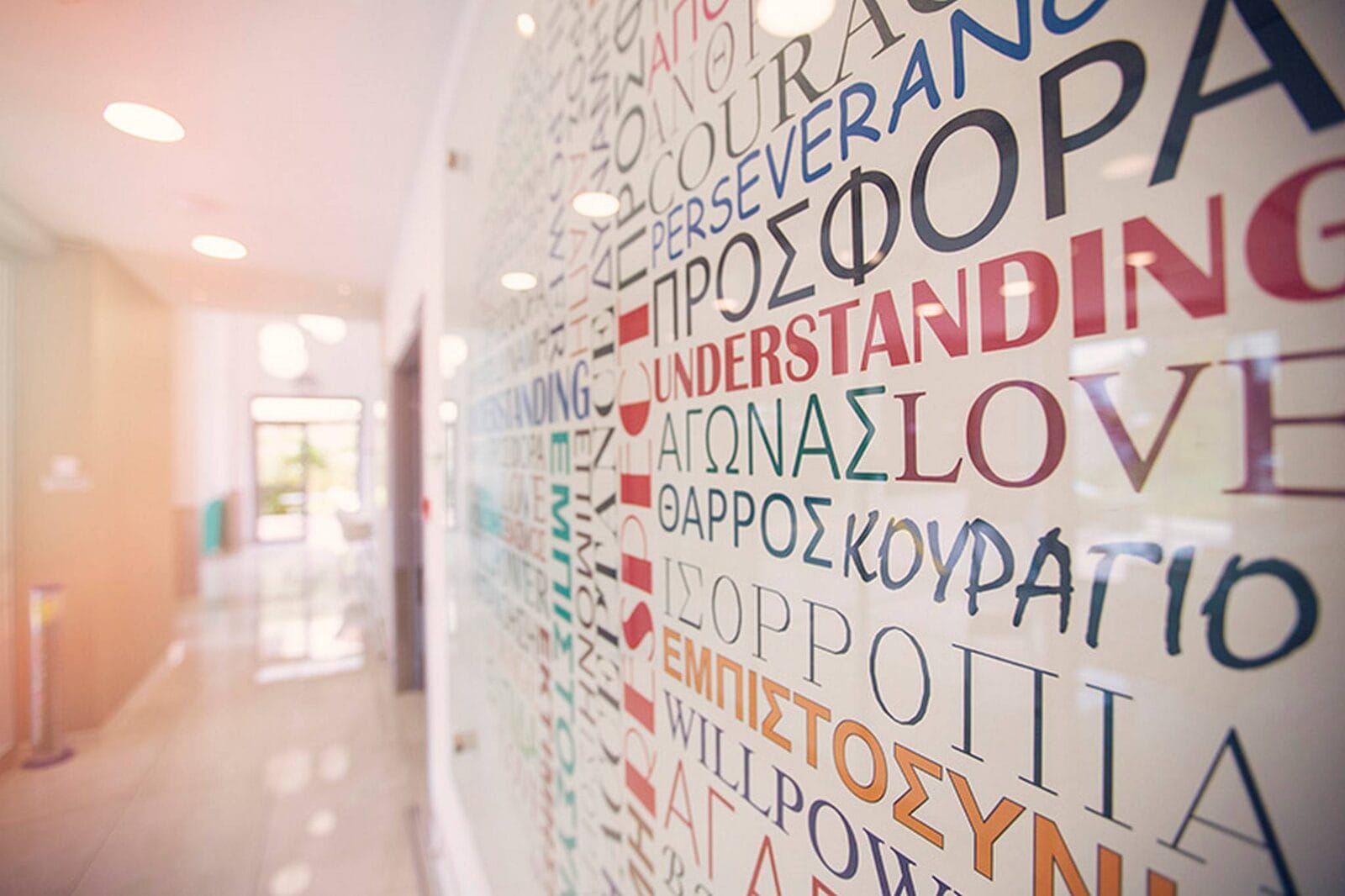 Values wall at Rehabilitation Center Agios Ioannis Lambadistis, Nicosia, reflecting the patient-centred approach behind ABeWER pressure injury education.